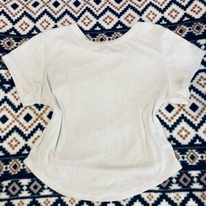 Women's Short Sleeve Ribbed Tee in Cream